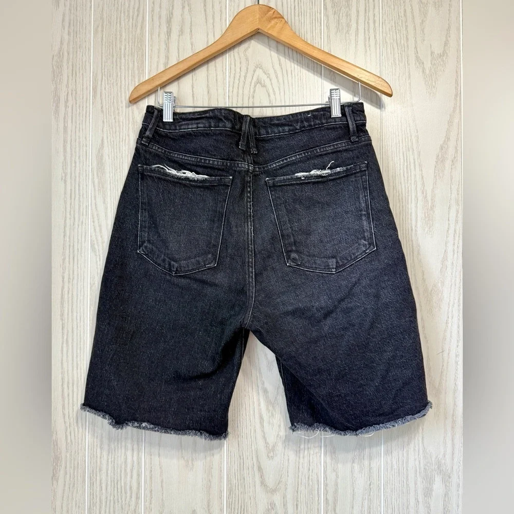 Good American 90’s Bermuda Cutoff Denim Shorts Black Size 26